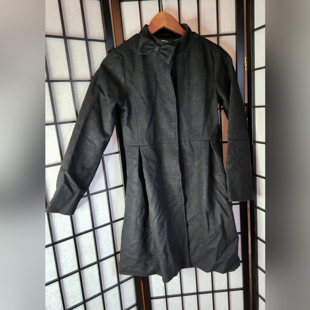 Girls Black Wool Dress Coat